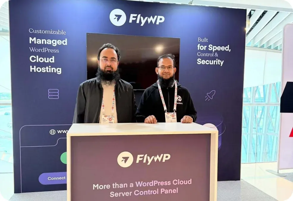 The FlyWP booth at WordCamp Europe 2026