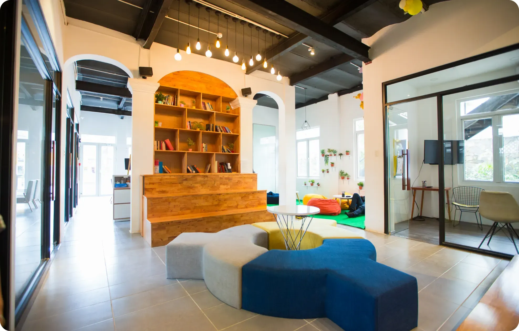 The weDevs office lounge and library